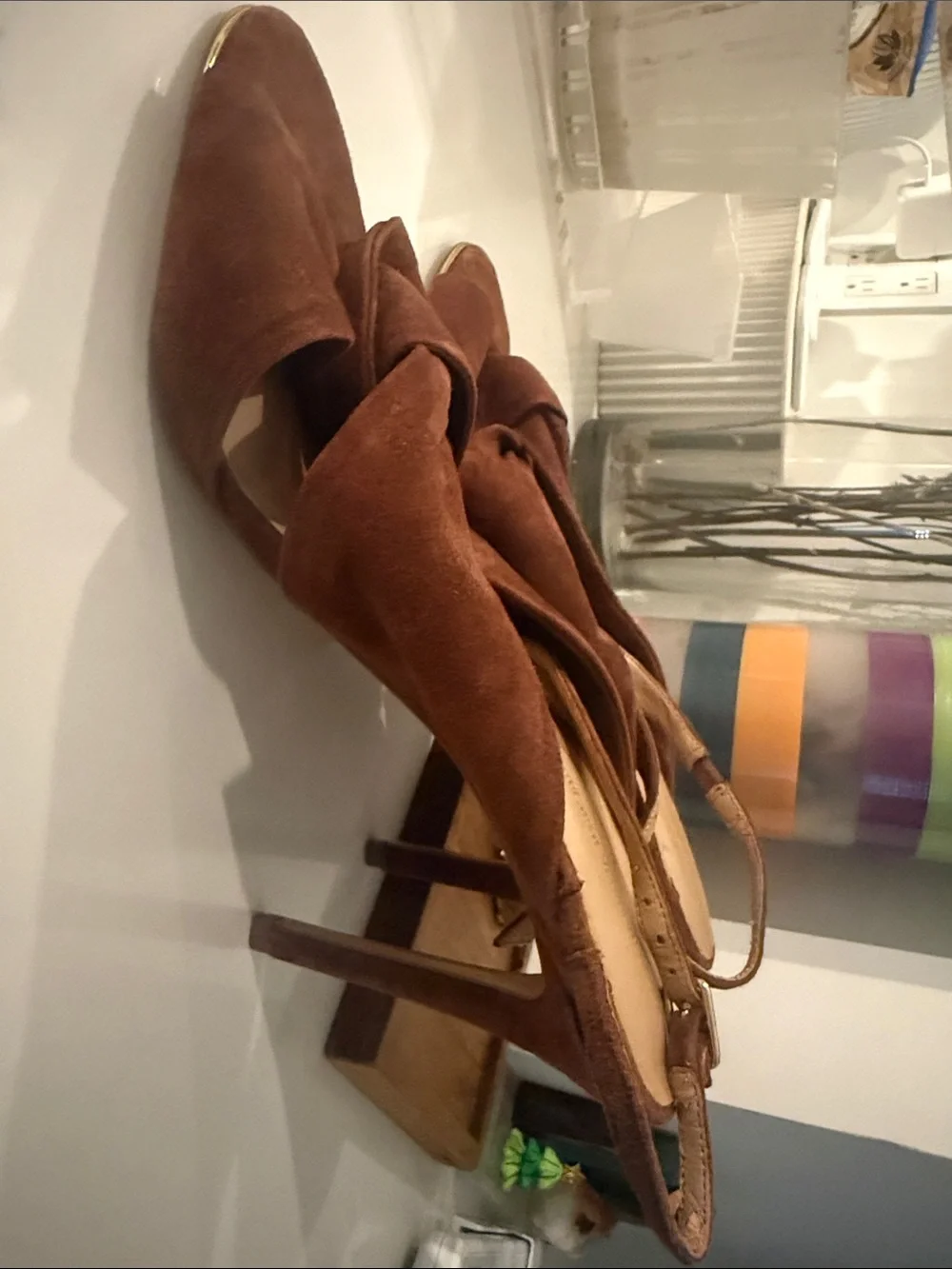 Banana Republic Brown Suede Knotted Slingback Heels